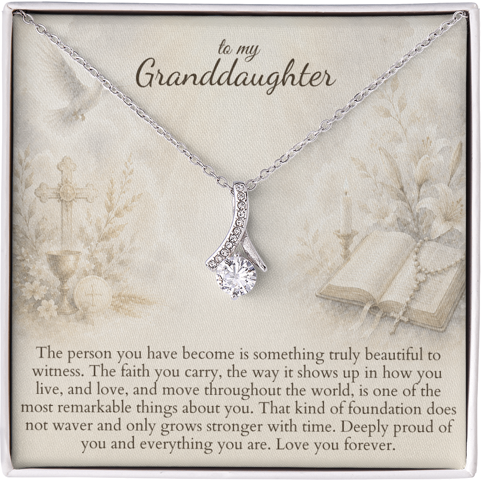 Faith necklace for granddaughter, silver pendant gift