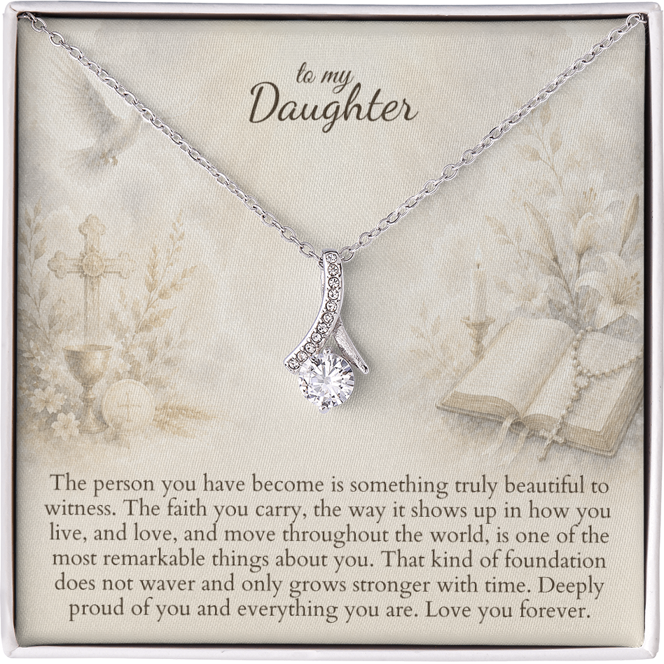Faith necklace for daughter, silver pendant gift